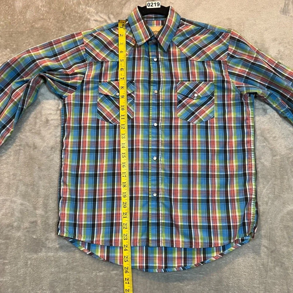 Cowboy Legend Shirt Youth Size XL Plaid‎ Long Sleeve Pearl Snap Western 4H Rodeo